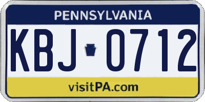 PA license plate KBJ0712
