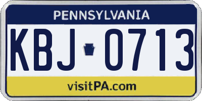 PA license plate KBJ0713