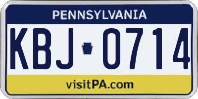 PA license plate KBJ0714