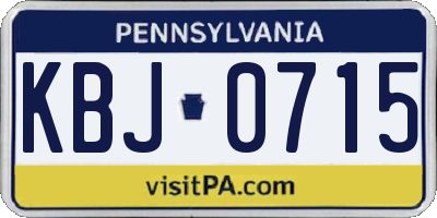PA license plate KBJ0715