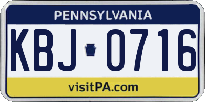PA license plate KBJ0716