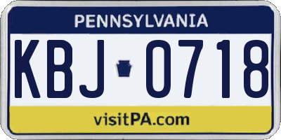 PA license plate KBJ0718