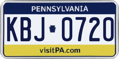 PA license plate KBJ0720