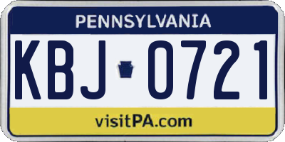 PA license plate KBJ0721