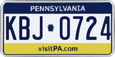 PA license plate KBJ0724