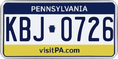 PA license plate KBJ0726
