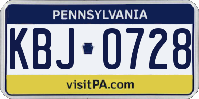 PA license plate KBJ0728