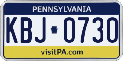 PA license plate KBJ0730