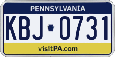 PA license plate KBJ0731