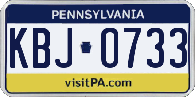 PA license plate KBJ0733