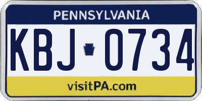 PA license plate KBJ0734