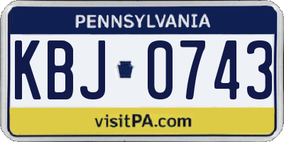 PA license plate KBJ0743