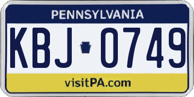 PA license plate KBJ0749