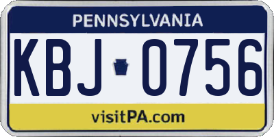 PA license plate KBJ0756