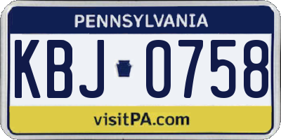 PA license plate KBJ0758