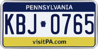 PA license plate KBJ0765