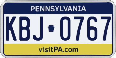 PA license plate KBJ0767
