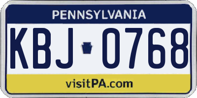 PA license plate KBJ0768