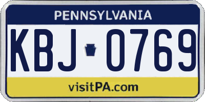 PA license plate KBJ0769