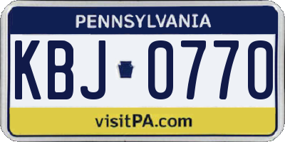 PA license plate KBJ0770