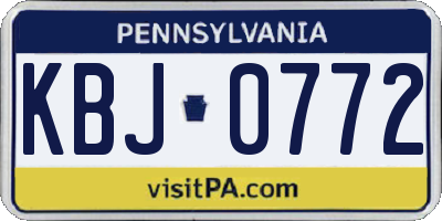 PA license plate KBJ0772