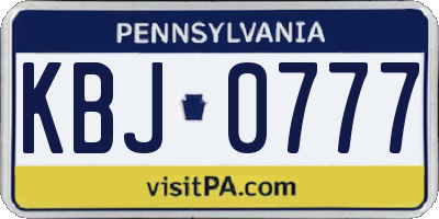 PA license plate KBJ0777