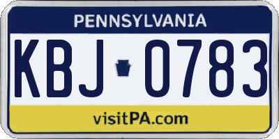 PA license plate KBJ0783