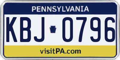PA license plate KBJ0796