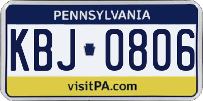PA license plate KBJ0806