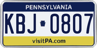 PA license plate KBJ0807