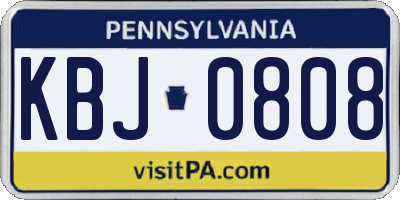 PA license plate KBJ0808