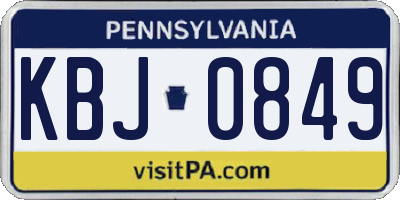 PA license plate KBJ0849