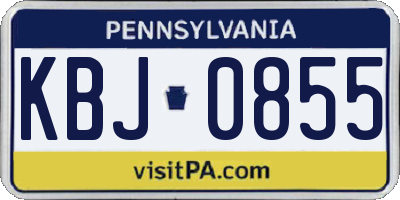 PA license plate KBJ0855