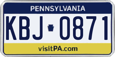 PA license plate KBJ0871