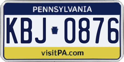 PA license plate KBJ0876