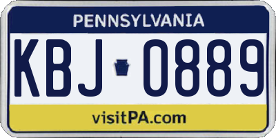 PA license plate KBJ0889