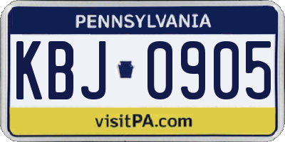 PA license plate KBJ0905