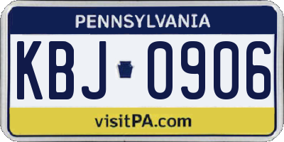 PA license plate KBJ0906