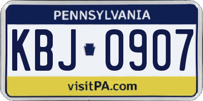 PA license plate KBJ0907