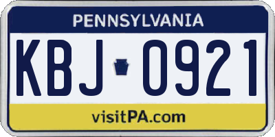 PA license plate KBJ0921