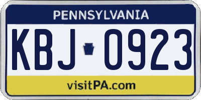 PA license plate KBJ0923