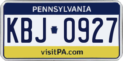 PA license plate KBJ0927