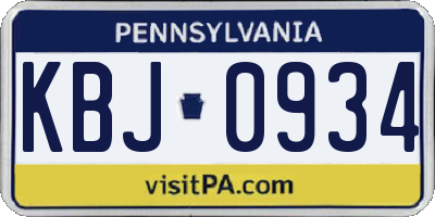 PA license plate KBJ0934