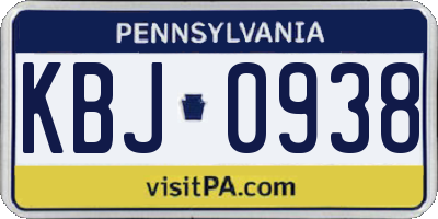 PA license plate KBJ0938
