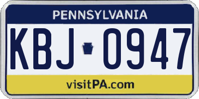 PA license plate KBJ0947