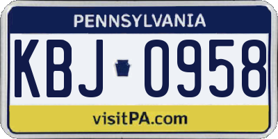 PA license plate KBJ0958