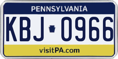 PA license plate KBJ0966