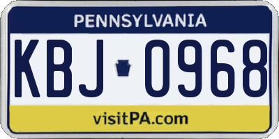 PA license plate KBJ0968