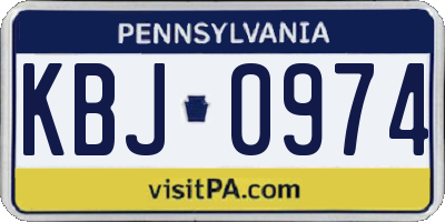 PA license plate KBJ0974