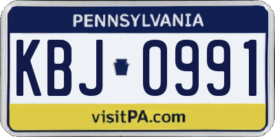 PA license plate KBJ0991